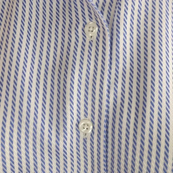 Talbot's 100% Cotton Wrinkle Resistant Blue & White Striped Blouse Vintage 90s - Picture 2 of 9